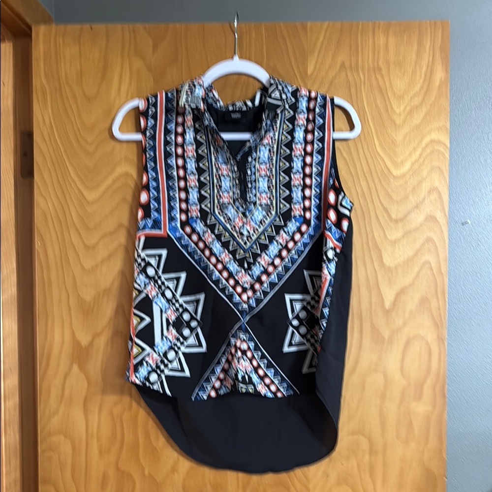 Mossimo Supply Co. Blue and White Sleeveless Blouse